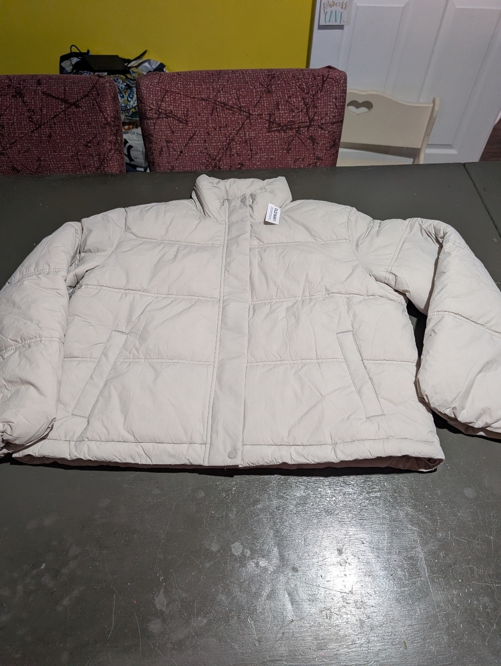 Old Navy Size Large NWT Cream Puffer Jacket